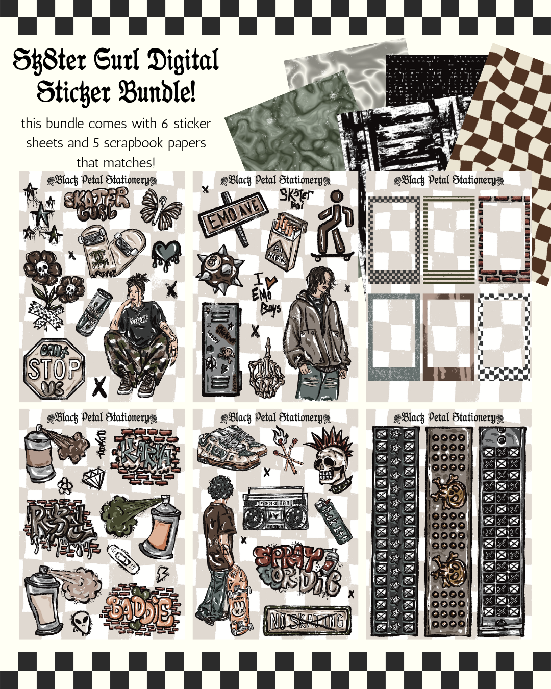 Sk8ter Gurl Digital Sticker Bundle