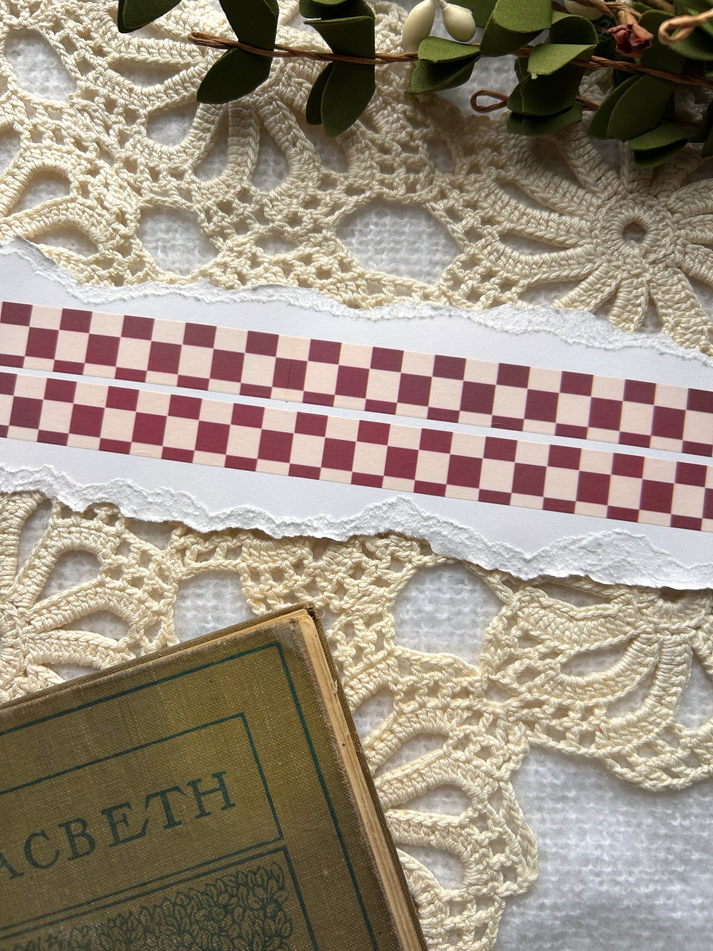 Burgundy Check Washi