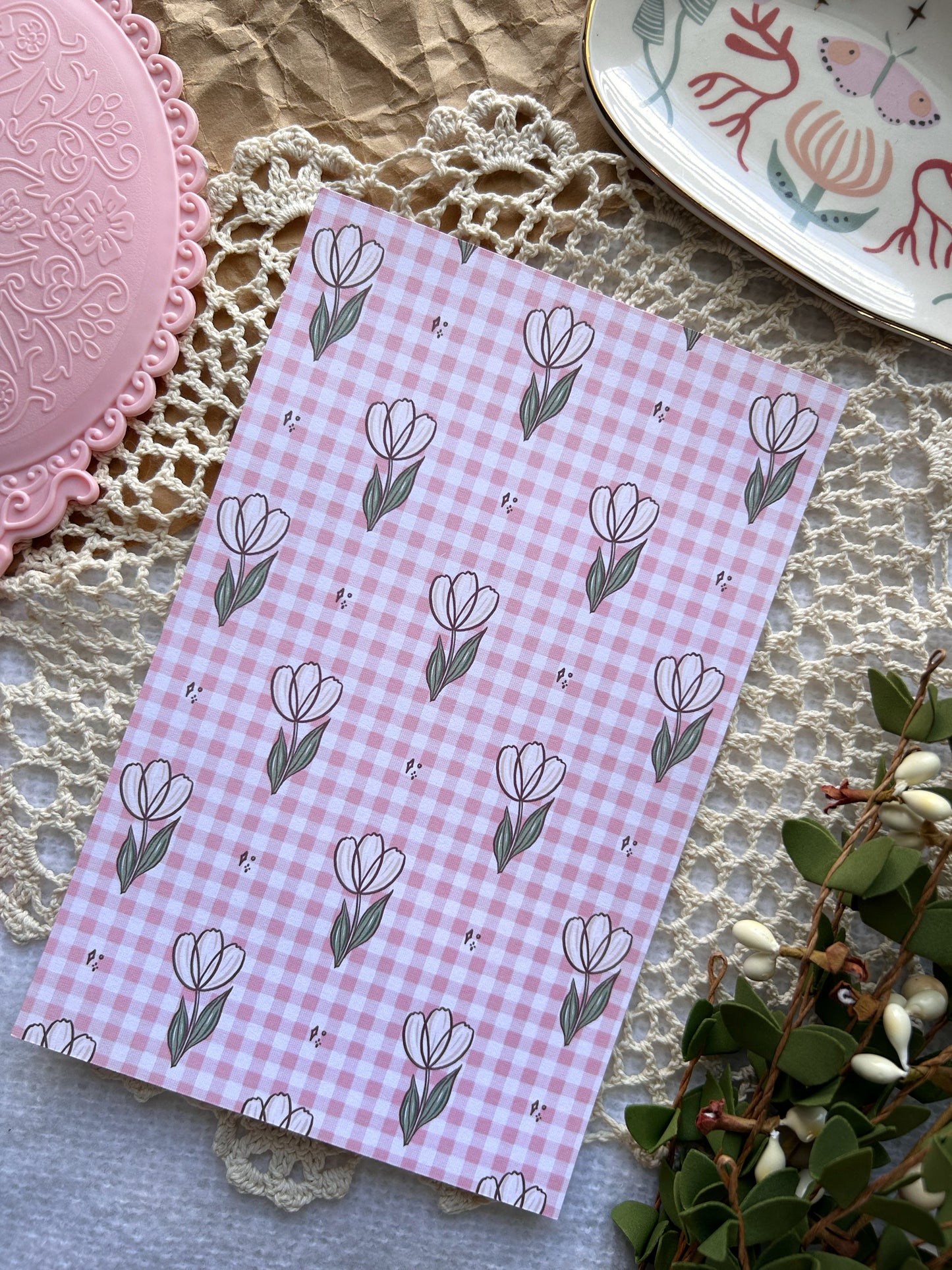 White Tulips Scrapbook Paper