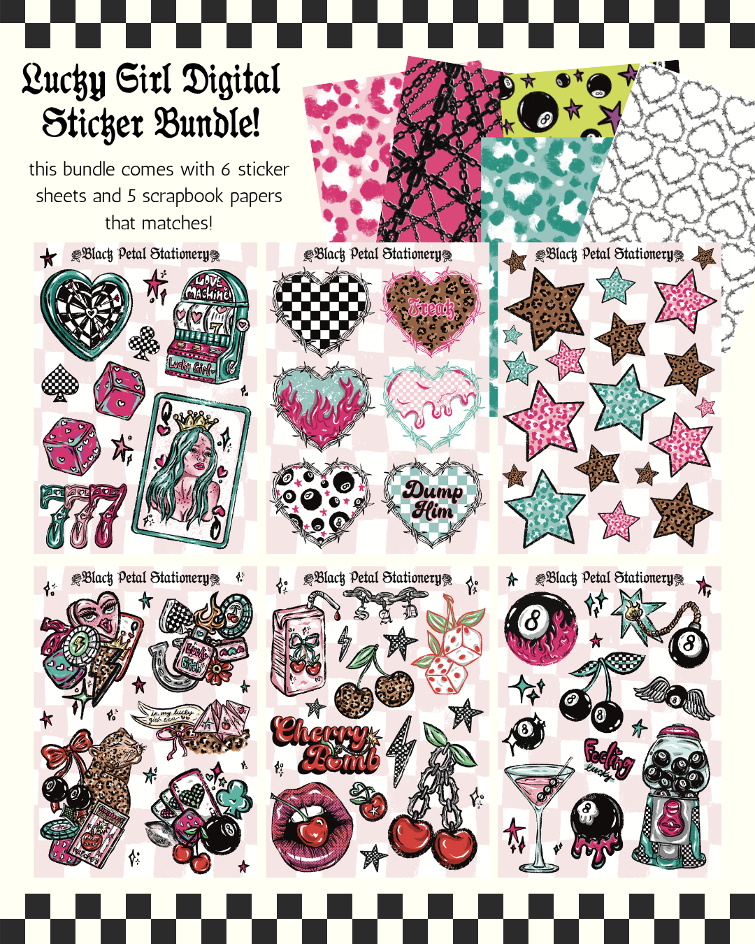Lucky Girl Digital Sticker Bundle