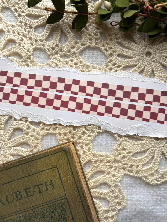 Burgundy Check Washi