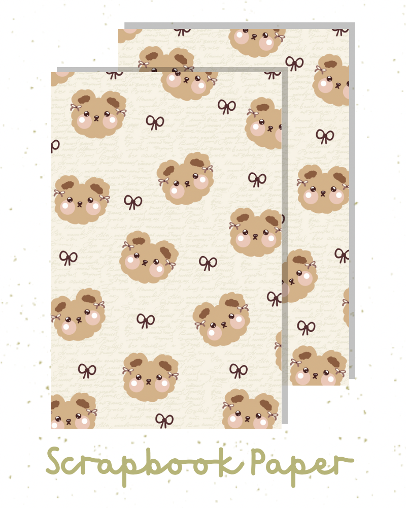 Fluffy Teddy Bear Scrapbook Paper