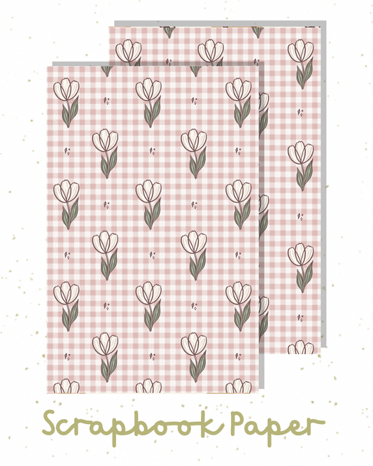 White Tulips Scrapbook Paper