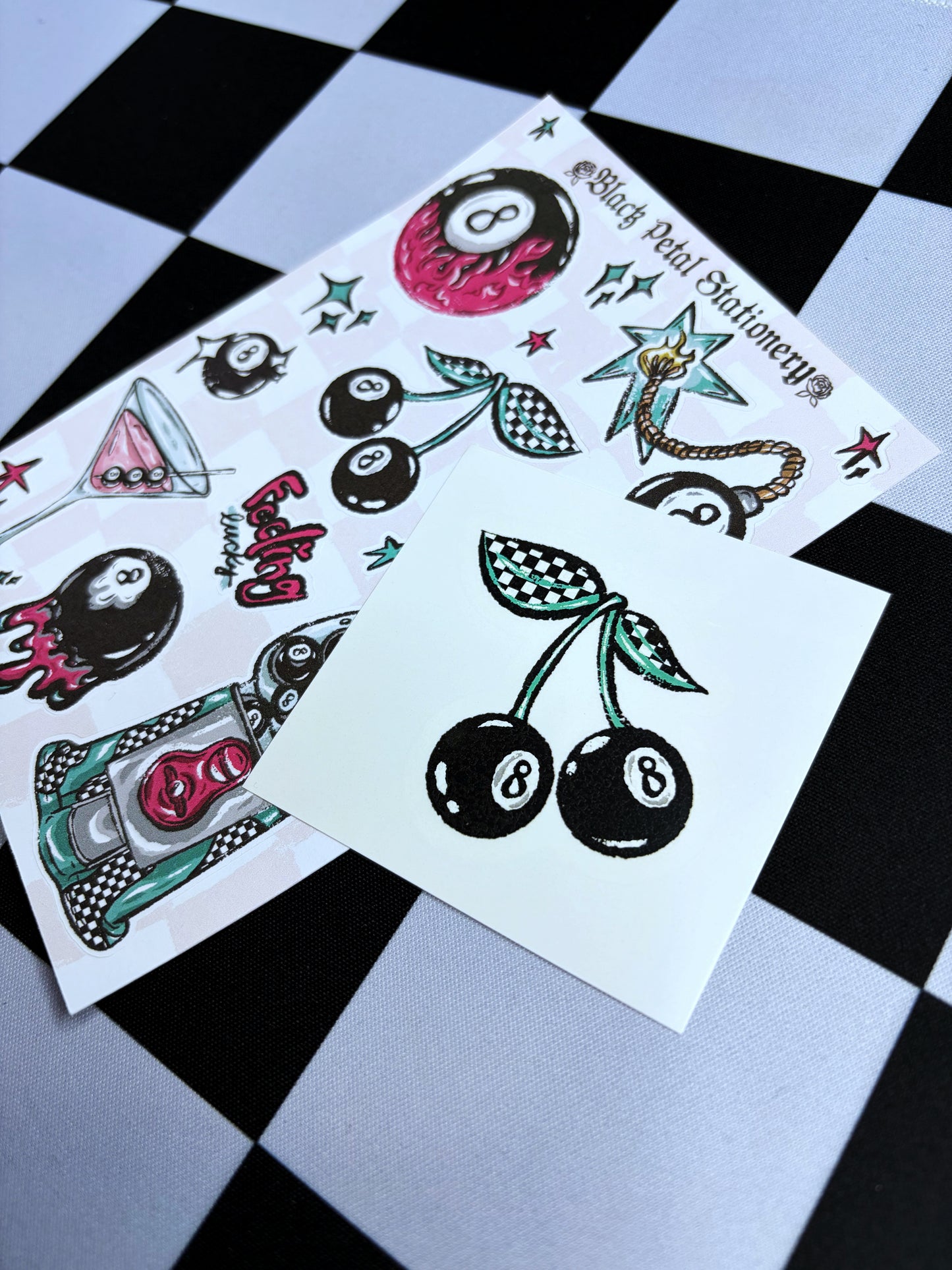 8 ball cherry temporary tattoo