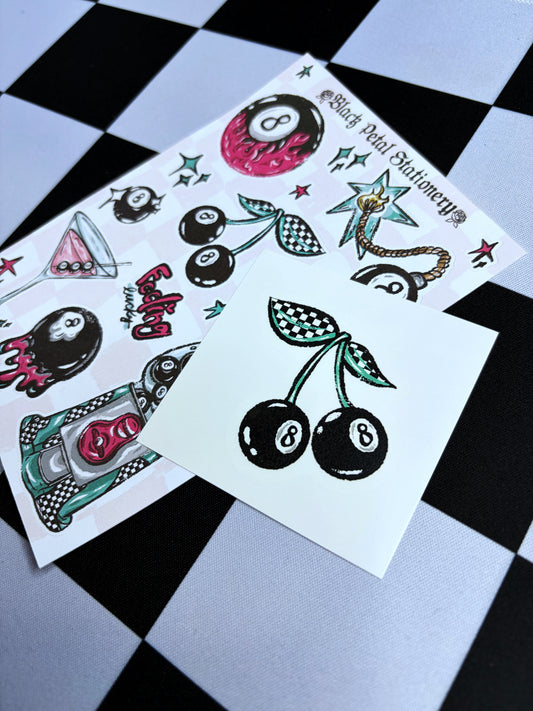 8 ball cherry temporary tattoo